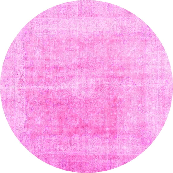Ahgly Company Indoor Round Abstract Pink Contemporary Area Rugs, 6' Round