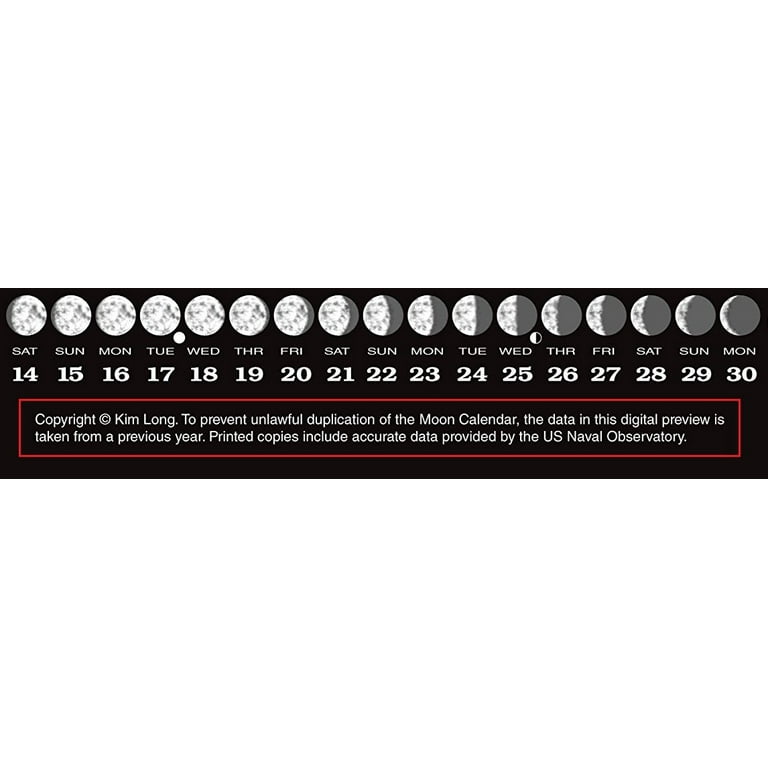 2019 Moon Calendar Card (40 pack): Lunar Phases, Eclipses