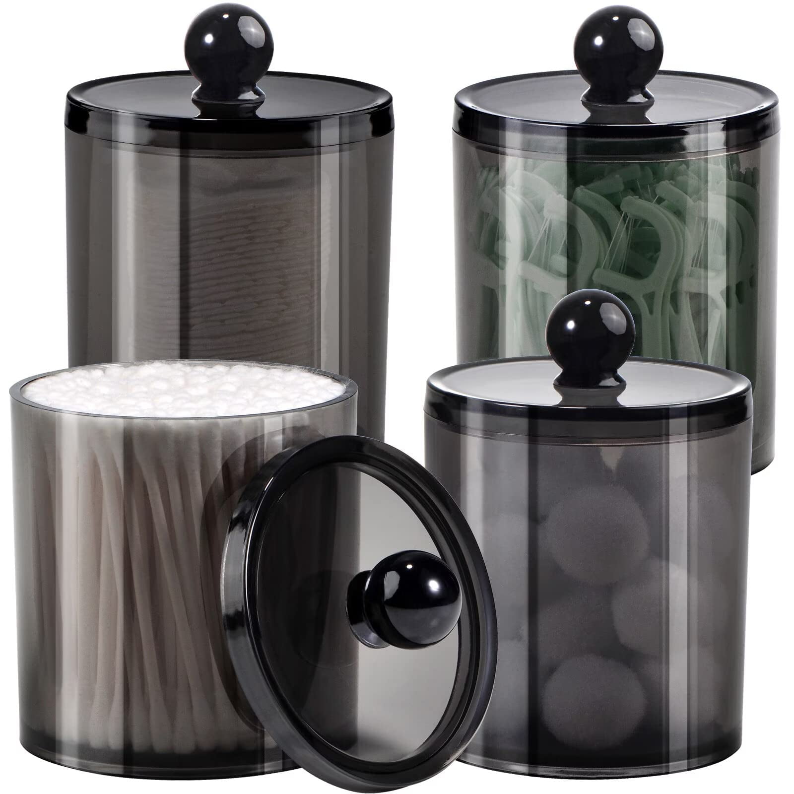 4 Pack Plastic Acrylic Bathroom Vanity Countertop Canister Jars with ...