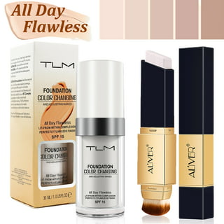 2 Pack TLM Foundation Makeup All-Day Flawless Color Changing Liquid  Foundation for Women and Men Base Nude Face Cream Foundation. Improves Dark  Circles Red Marks and Skin Blemishes -40ml SPF 15