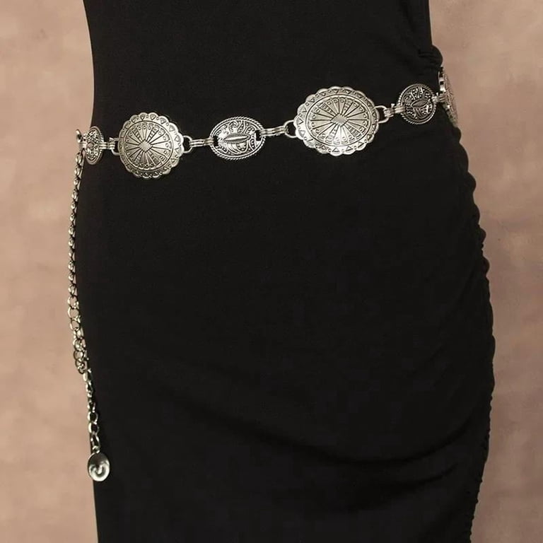 Western Metal Concho Belt for Women Cowgirl Chain Belts for  display picture 3