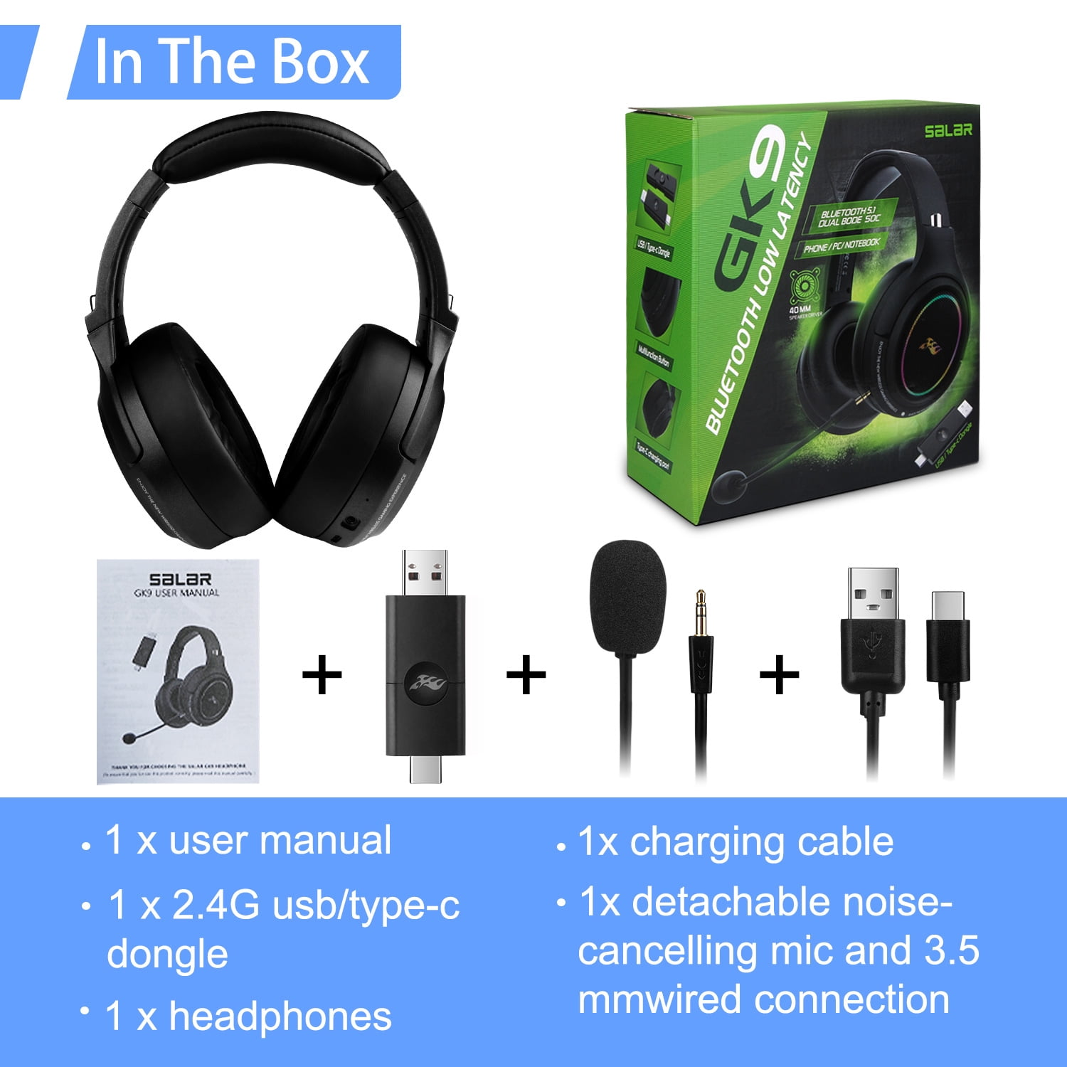 Wireless Gaming Headset,HopePow 1000mAh PC Gaming Headset with Mic for PS5 PS4 Switch with Bluetooth+2.4 GHz+USB Gaming Headphones with Noise Canceling Microphone,3.5mm Wired for Xbox Series