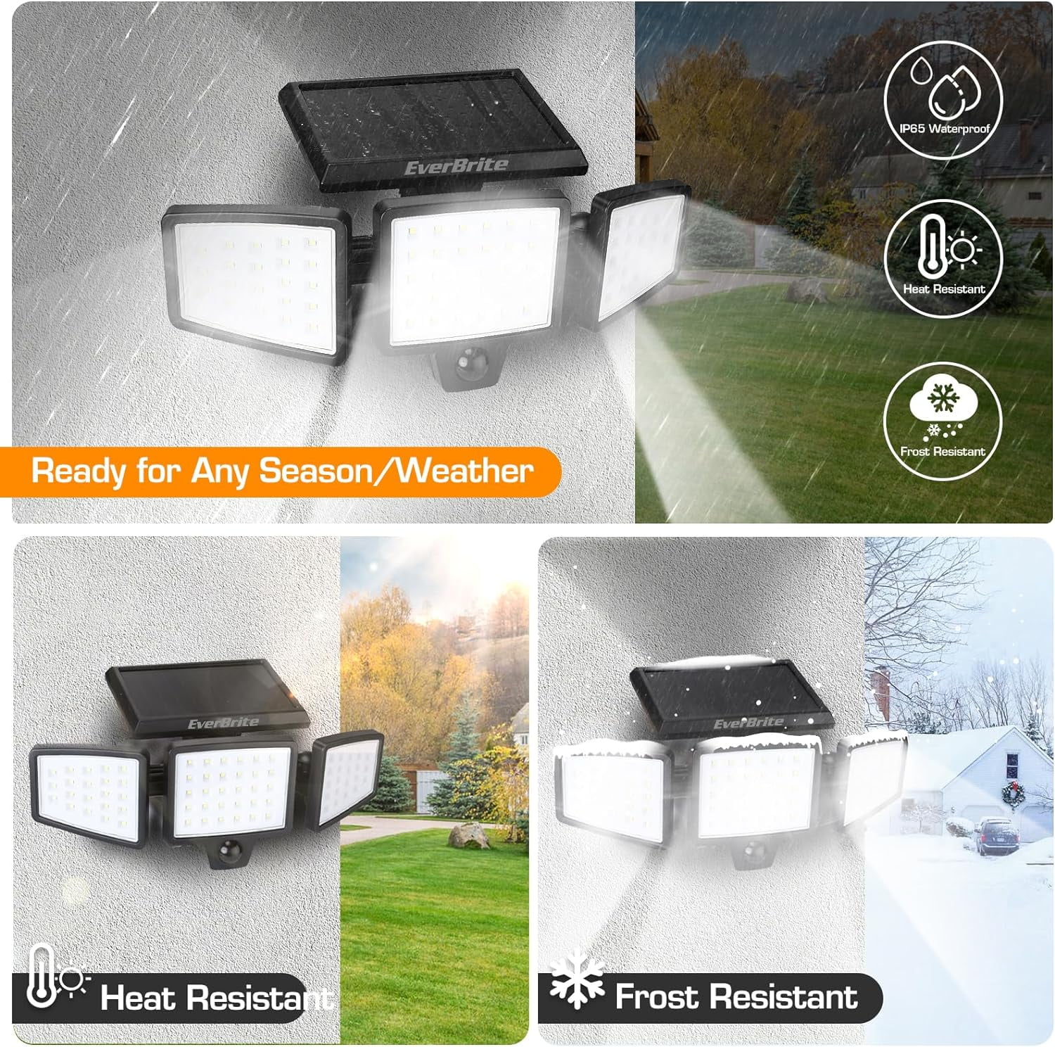 EverBrite Waterproof Bionic Security Lights with 2 Modes & Adjustable Heads (2 Pack)