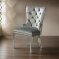 thumbnail image 6 of 24 Inch Dining Side Chair Set of 2- Tufted Silver Gray Fabric- Chrome legs, 6 of 6