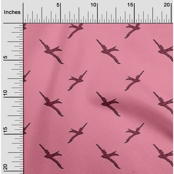 oneOone Viscose Jersey Fabric Bird Block Printed Craft Fabric BTY 60 Inch Wide