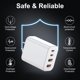 thumbnail image 5 of Bloque de cargador USB C, 40 W, 4 puertos, PD+ QC, paquete de 3, blanco, 5 of 7