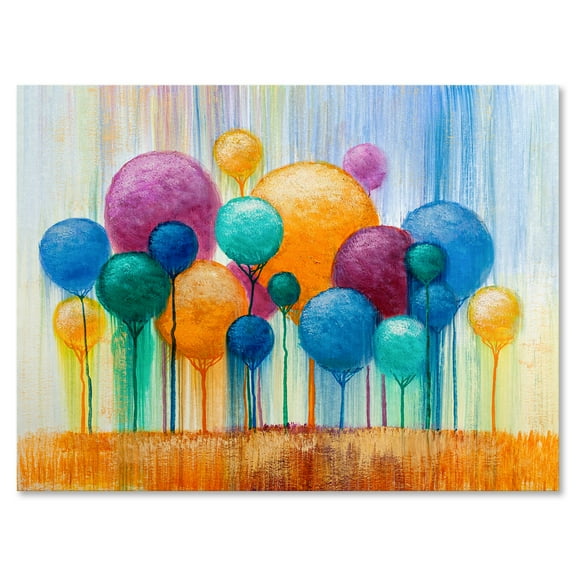 Designart ' Ornamental Colourful Trees IV ' Modern Canvas Wall Art Print