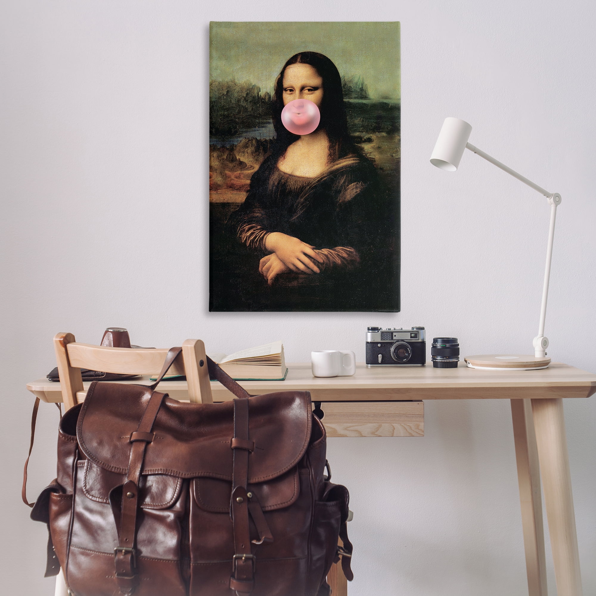 Stupell Industries Mona Lisa & Bubblegum Novelty & Humor Painting Wrapped Canvas Art Print Wall Art, 30 x 45