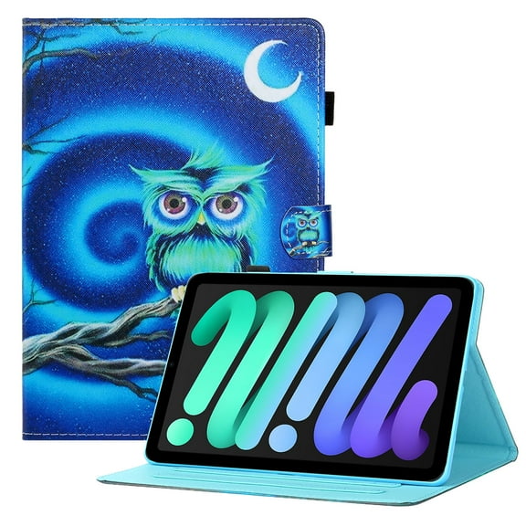 iPad Mini 6 Case, Mini 6 Cover 2021(8.3 inch), Allytech Premium PU Leather Flip Stand Wallet Protective Case with Pencil/Card Slot Kids Women Case for iPad Mini 6th Gen 2021(A2568/A2569), Green Owl