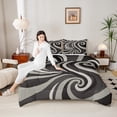 thumbnail image 4 of Feelyou Grey Abstract Ombre Queen Comforter Set, Square Circle Geometric Bedding Sets, Teen Kid Child Adult Bedding Comforter Set, Luxury Bedroom Decor, 3pcs, 4 of 8