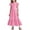 Pink, variant on Girls Summer Dress Pleated Short Sleeve Round Neck Loose Casual Flowy Layered Extra Long Dress With Pockets Kids Dress for Party School Daily Wear
