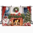 thumbnail image 1 of Mocsicka-telón de fondo de Navidad para niños, árbol de Navidad, corona de ventana, bosque de invierno, Fondo de fotografía para estudio fotográfico, 1 of 4