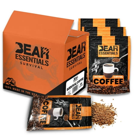 Freeze Dried Instant Survival Coffee Case Pack (480 Servings - 4 Individual Pouches) 25 Year Shelf Life - Camping, Survival and Emergency Food Supply - Prepper Essentials - Classic Dark Roast, Full F