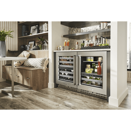 KitchenAid - 46-Bottle Dual-Zone Wine Cellar with Glass Door and Metal-Front Racks - Stainless Steel