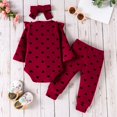 thumbnail image 4 of 0-12M Infant Baby Girl's Outfits Rib Frill Bowknot Long Sleeve Bodysuit + Love Heart Pant + Headband Set, 4 of 15
