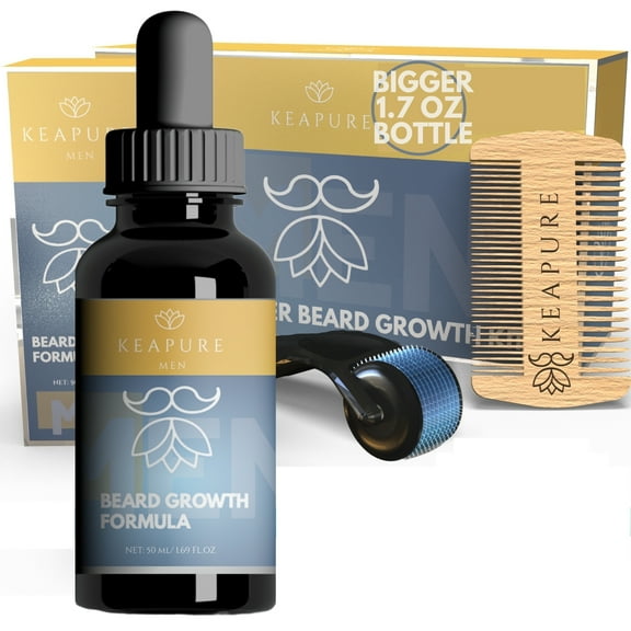 KEAPURE Derma Roller Beard Growth Kit - 0.3mm Beard Roller for Hair Growth for Men