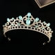 thumbnail image 3 of Zhuge Tiara de boda para novia, diadema de princesa, corona de novia, joyería para el cabello con diamantes de imitación de cristal, decoración para novia, cumpleaños, graduación, boda (verde claro), 3 of 4