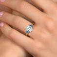 thumbnail image 3 of 2.46 cttw IGI Certified Lab Grown Diamond and Persian Blue Moissanite 3-Stone Engagement Ring for Women | 18K Yellow Gold Plated Silver | Center 2.00 Ct Diamond | D-E Color | VS1-VS2 Clarity | Size 7, 3 of 6