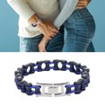 thumbnail image 3 of Pulsera de cadena de motocicleta Bling Bling estilo Rock and Roll negro y azul, 3 of 14