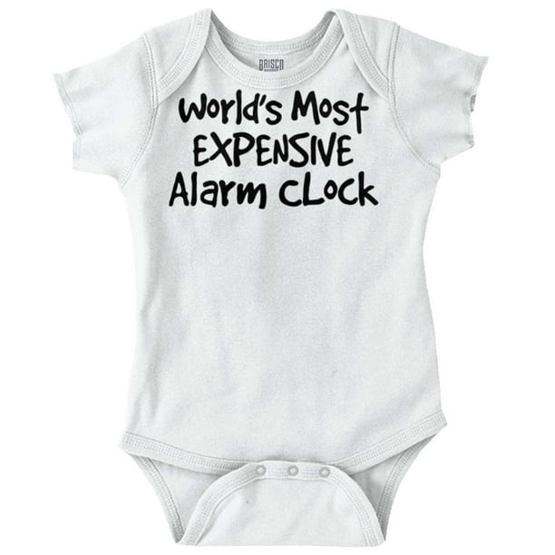 Brisco Brands Most Expensive Alarm Clock Funny Joke Unisex Baby Bodysuits -  