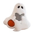thumbnail image 3 of Halloween Reading Ghost Throw Pillow, Embroidery Fluffy Cute Ghost Cushion with Plush Pumpkin, Spooky Fall Halloween Decor, Soft Irregular Accent Pillow for Sofa Bed Couch Bedroom (18"), 3 of 7