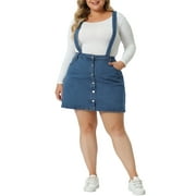 MODA NOVA Plus Size Suspender Skirt for Juniors Adjustable Strap Cross Back Mini A-Line Denim Skirts