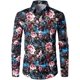 thumbnail image 1 of Camisa informal con botones de color morado relámpago para hombre, de moda, de primavera y otoño, nueva moda, blusas masculinas suaves y cómodas de manga larga con color rosa, 1 of 6