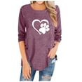 thumbnail image 1 of Fridja Womens O-Neck Irregular Button Long Sleeve Print Casual Top Blouse, 1 of 5