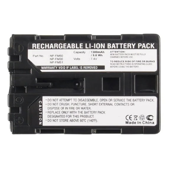 Batteries N Accessories BNA-WB-L9182 Digital Camera Battery - Li-ion, 7.4V, 1300mAh, Ultra High Capacity - Replacement for Sony NP-FM30 Battery