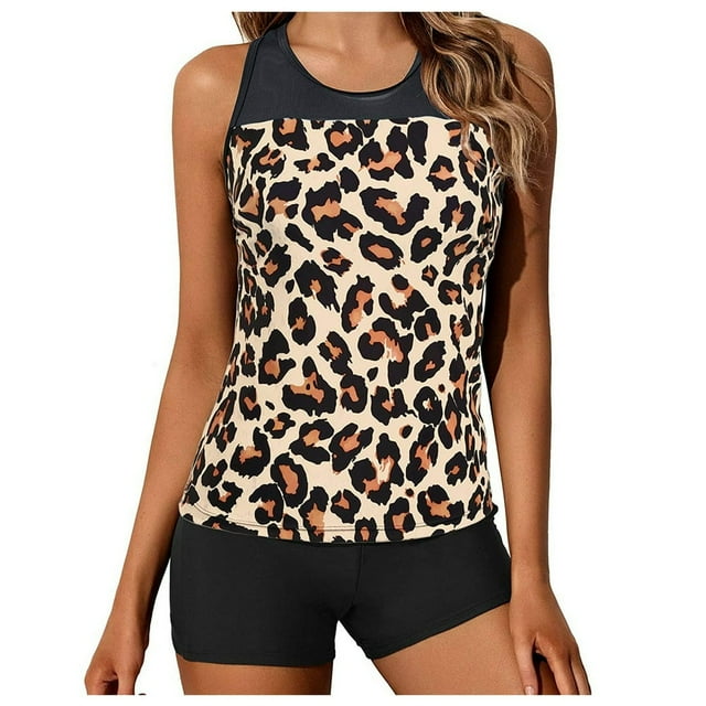 Women Tankini Swimsuit Tummy Control Top With Shorts Two Piece Bathing Suit