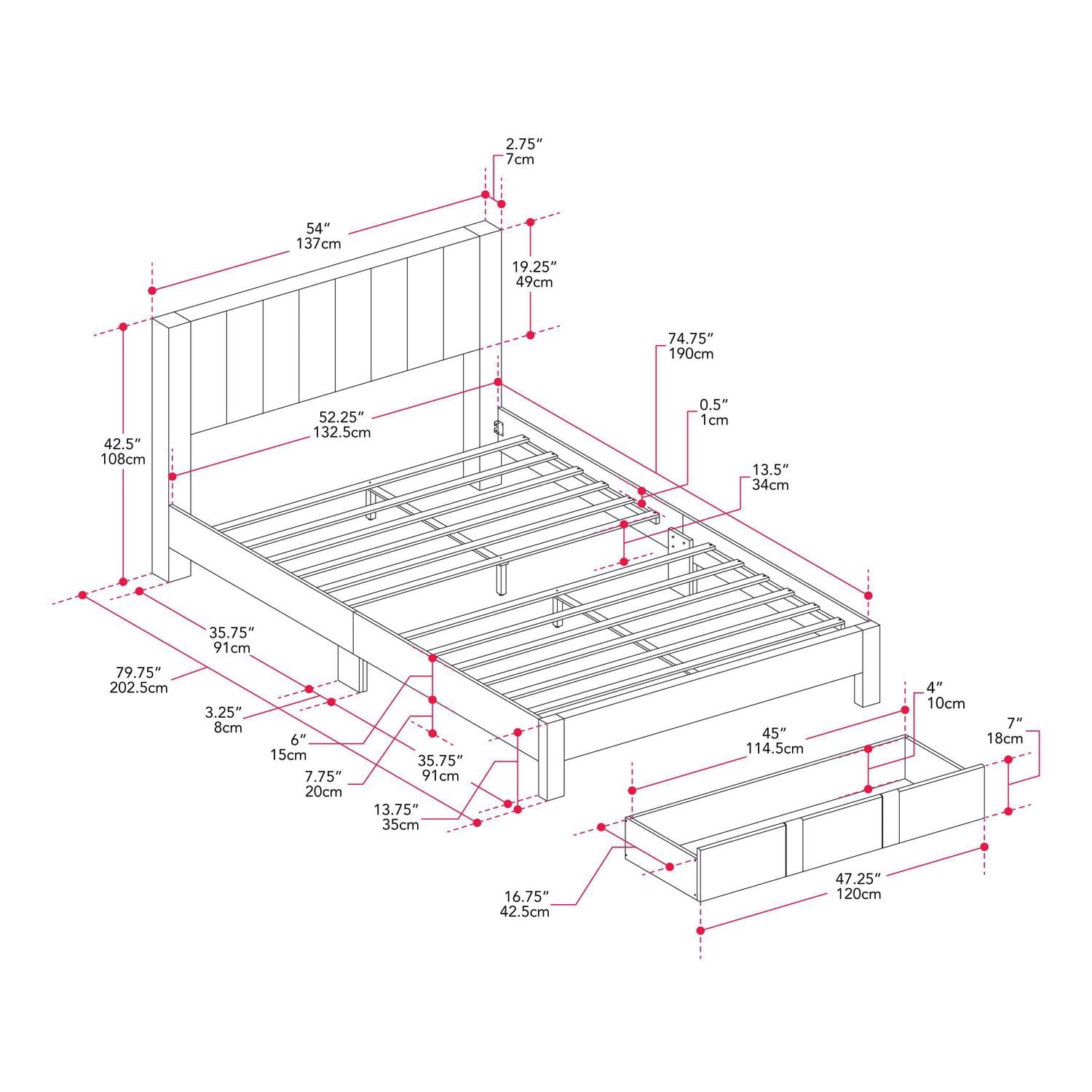 Lit plateforme capitonné et rembourré avec rangement CorLiving Metro Beige en versions double/double