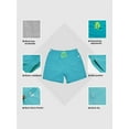 thumbnail image 5 of Capreze Men Boardshorts Solid Color Beach Pants Elastic-Waist Gym Swimsuit Drawstring Mens Breathable Mid-Waist Fitness Pocket Sky Blue XXL, 5 of 5