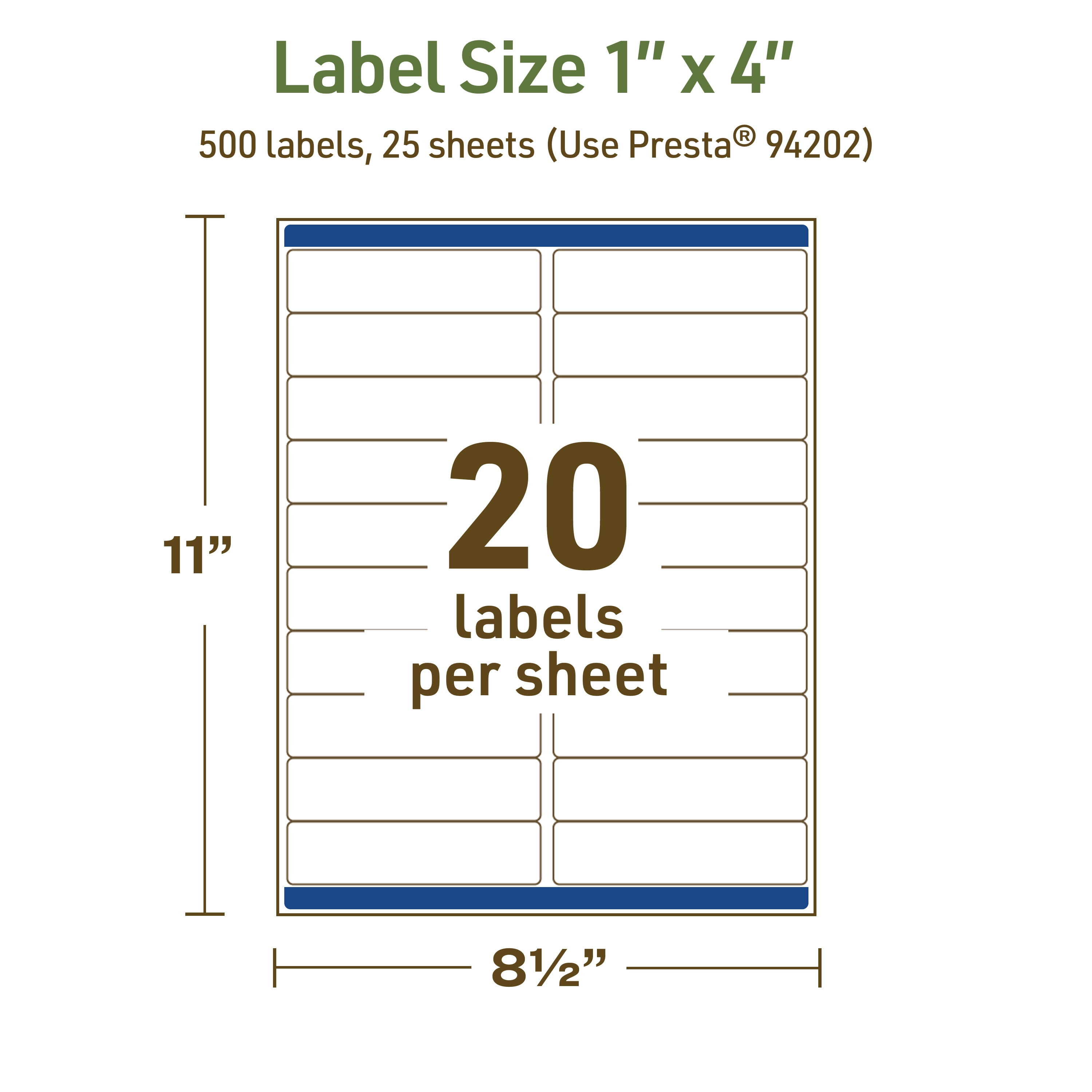 Avery Dissolvable Rectangle Labels, 1" x 4", 500 Labels