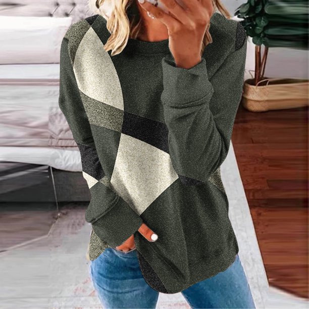 Puntoco Mujer Cuello Redondo Moda Casual Manga Larga Estampado Sudadera tops Blusa Puntoco Puntoco-7277