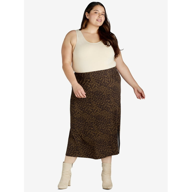 Plus size knit midi skirt 2025