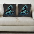 thumbnail image 3 of Set of 2 18x18in Throw Pillow Covers with a stylized wave design inspired by Japanese art perfect for couch bed or car, 3 of 8
