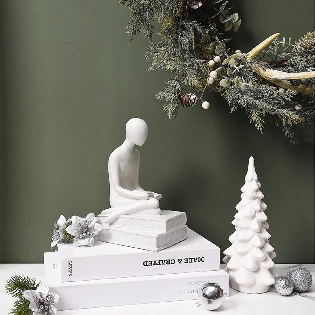 ShenMo Sunrain Quoowiit Decoración de estatua moderna, Escultura de resina de arte abstracto, Estatuilla de adorno de estatua simple Decoración de hogar y oficina - Blanco A LingWen 9024715186355
