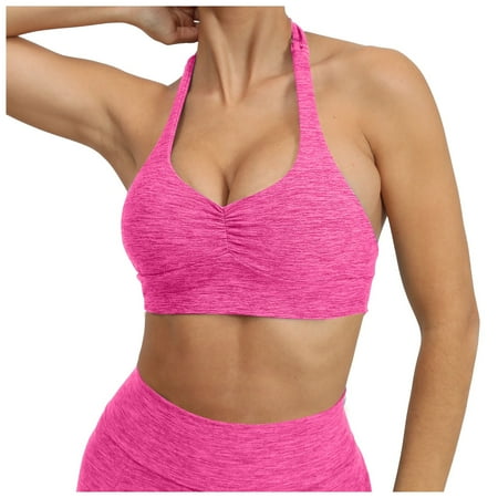 BYHONG Women s Sports Bra Backless Sports Bra Crush Sport Bra Padded Workout Yoga Top Bras for Women Pink XL