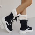 thumbnail image 6 of Mepaouo Fashion Platform Mid Calf Boots for Women Lace up Fleeced Winter Warm Outdoor Shoes(Black,8), 6 of 8