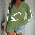 thumbnail image 2 of Oversized Tshirts for Women Football Lover Casual V-Neck T-Shirt - Long Sleeve Comfortable Daily Wear Polyester Spandex Blend Tshirts Shirts for Women Comfort Colors Tshirt, 2 of 4