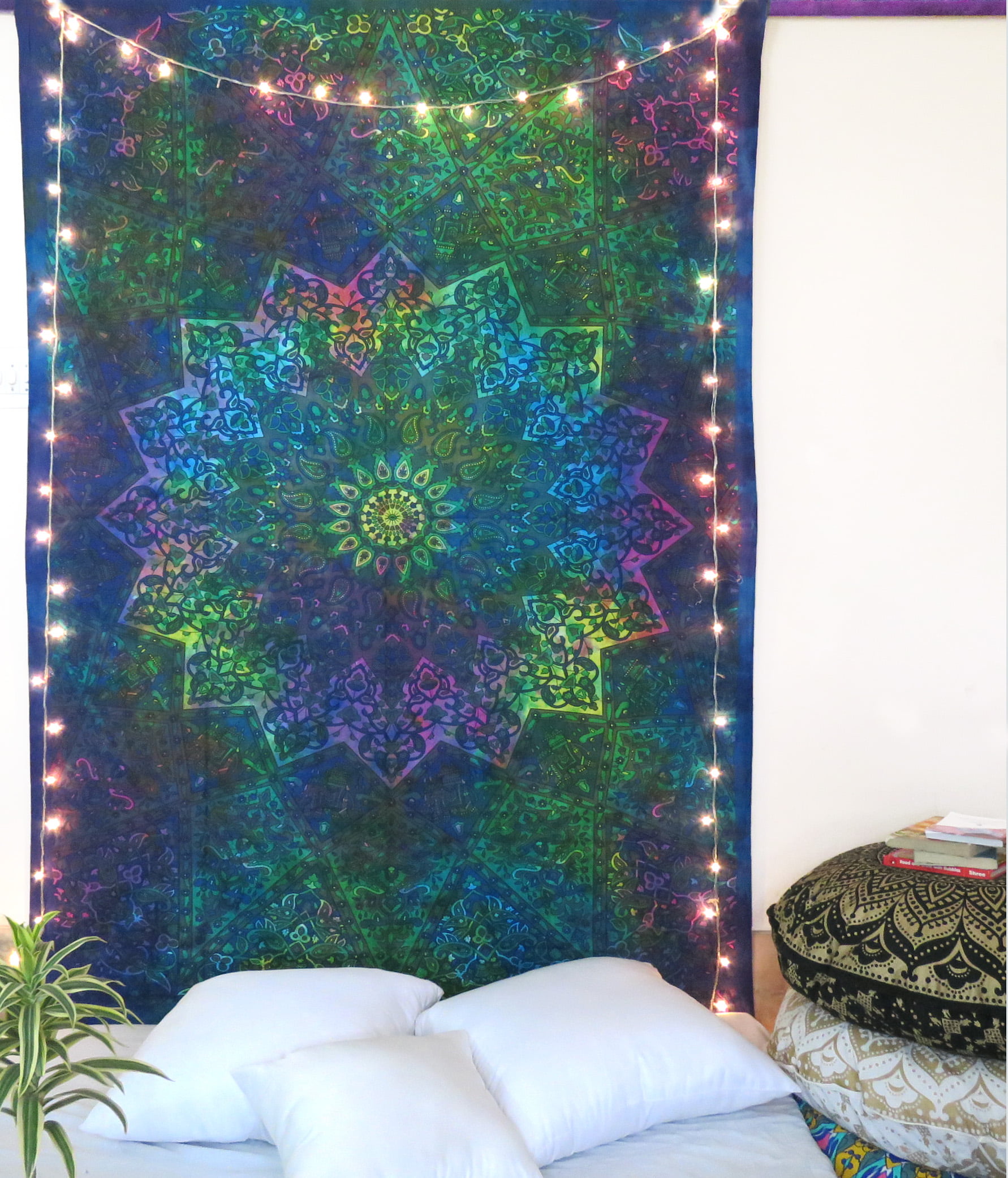Blue Hippie Indian Twin Tie Dye Tapestry Wall Hanging Home Decor Bleu Mandela