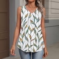 thumbnail image 3 of Kixjoy Sleeveless Tops for Women Loose Fit V Neck Tank Tops Sleeveless Fashion Pleated Tunic Tops Beach Basic Casual Soft Womens Summer Tops, Light Green XL, 3 of 6
