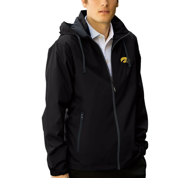 Men's Black/Charcoal Iowa Hawkeyes Club Full-Zip Hooded Jacket