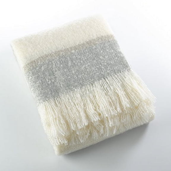 Fennco Styles Cozy Faux Mohair Plaid Fringed Throw Blanket