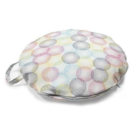 

Geometric Round Floor Cushion with Handle Illustration of Modern Art Pattern with Rounds in Pointillism Style Decorative Pillow for Living Room & Dorms 18 Round White and Multicolor by Ambesonne