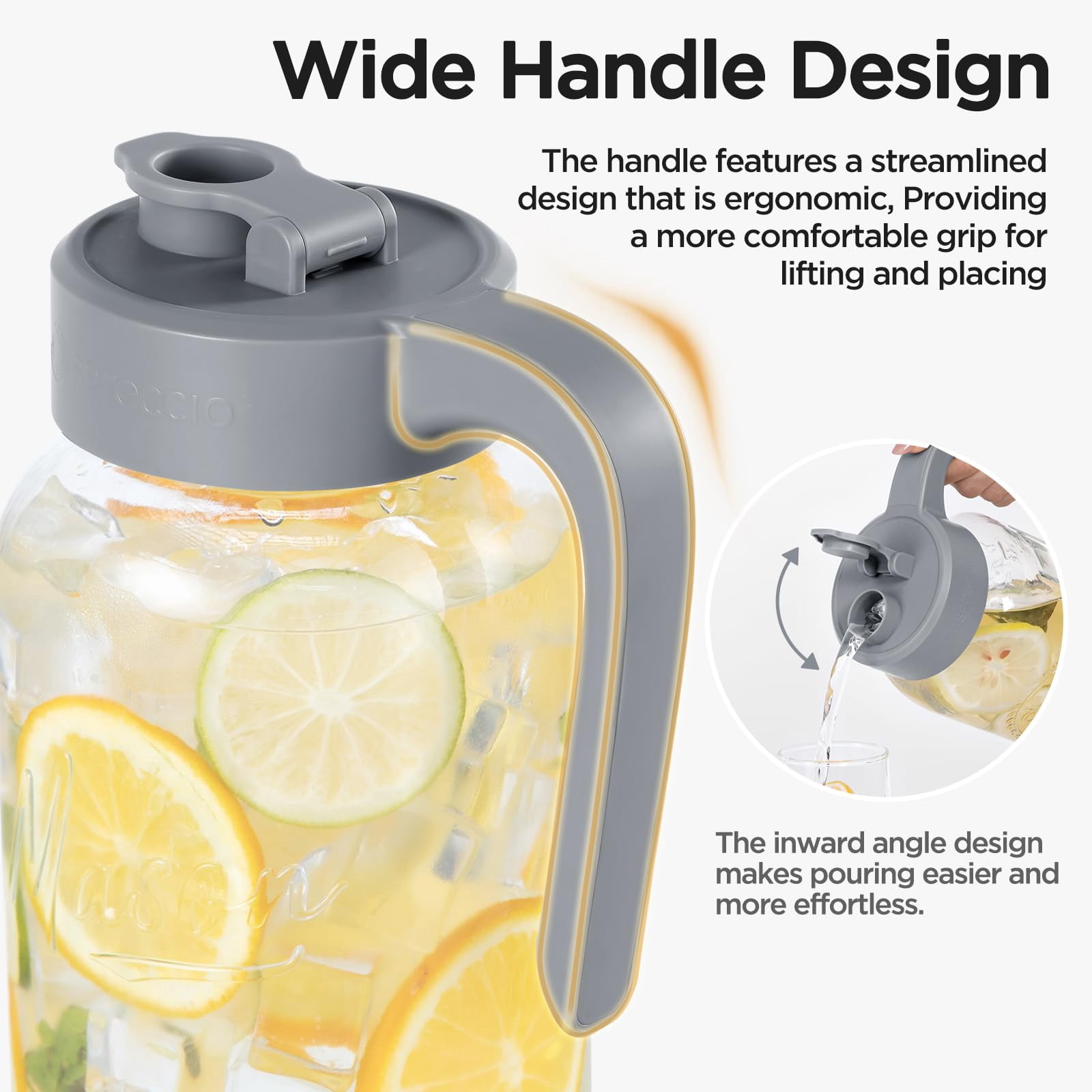 Mason Jar Pitcher - Airtight & Leakproof Glass With Lid  For Breastmilk Cold Brew And Sun Tea 2 Quart (64 Oz) Pour Spout