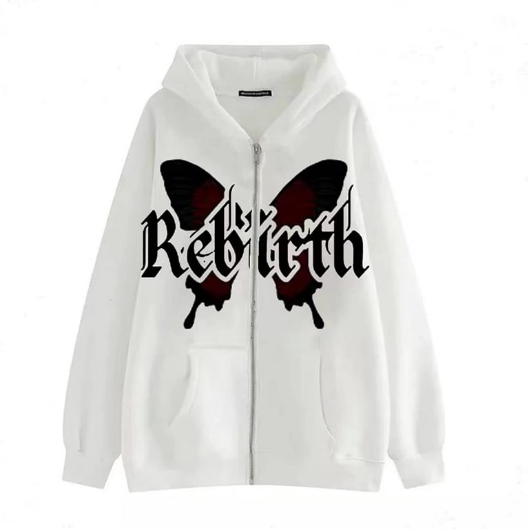 CoCopeaunt Women Men Y2K Zip Up Hoodie Goth Skeleton Dark Academia