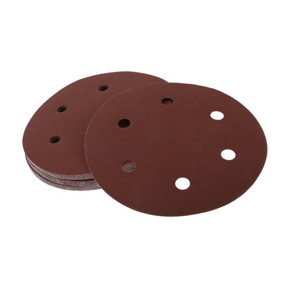 Unique Bargains Sanding Discs 9" 6 Hole Automotive Repair Round Hook and Loop Sandpaper White Paper Red 30 Pcs