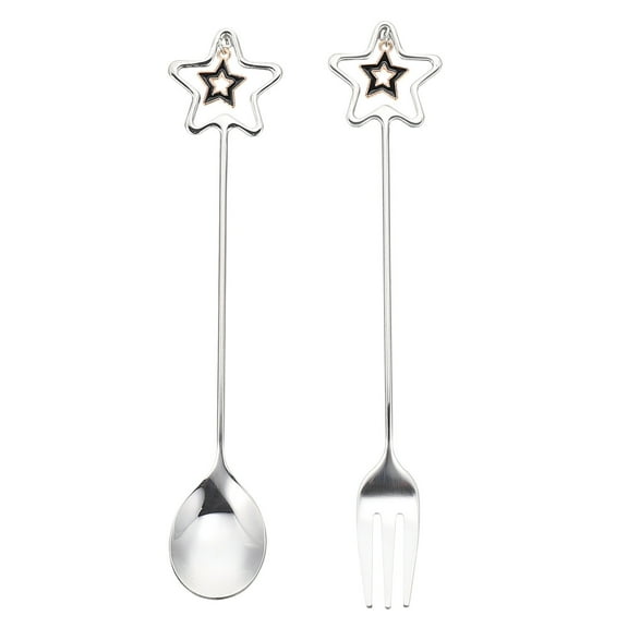1 Set of Creative Fork and Spoon Set Dessert Spoon Portable Fruits Fork