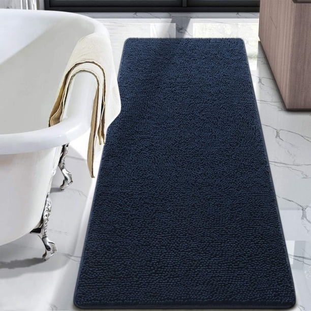 Alfombra de baño LOCHAS Luxury Shaggy de 60 x 150 cm, color azul marino